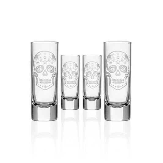 Sugar Skull 2.5oz Cordial Shot Glass, Set of 4